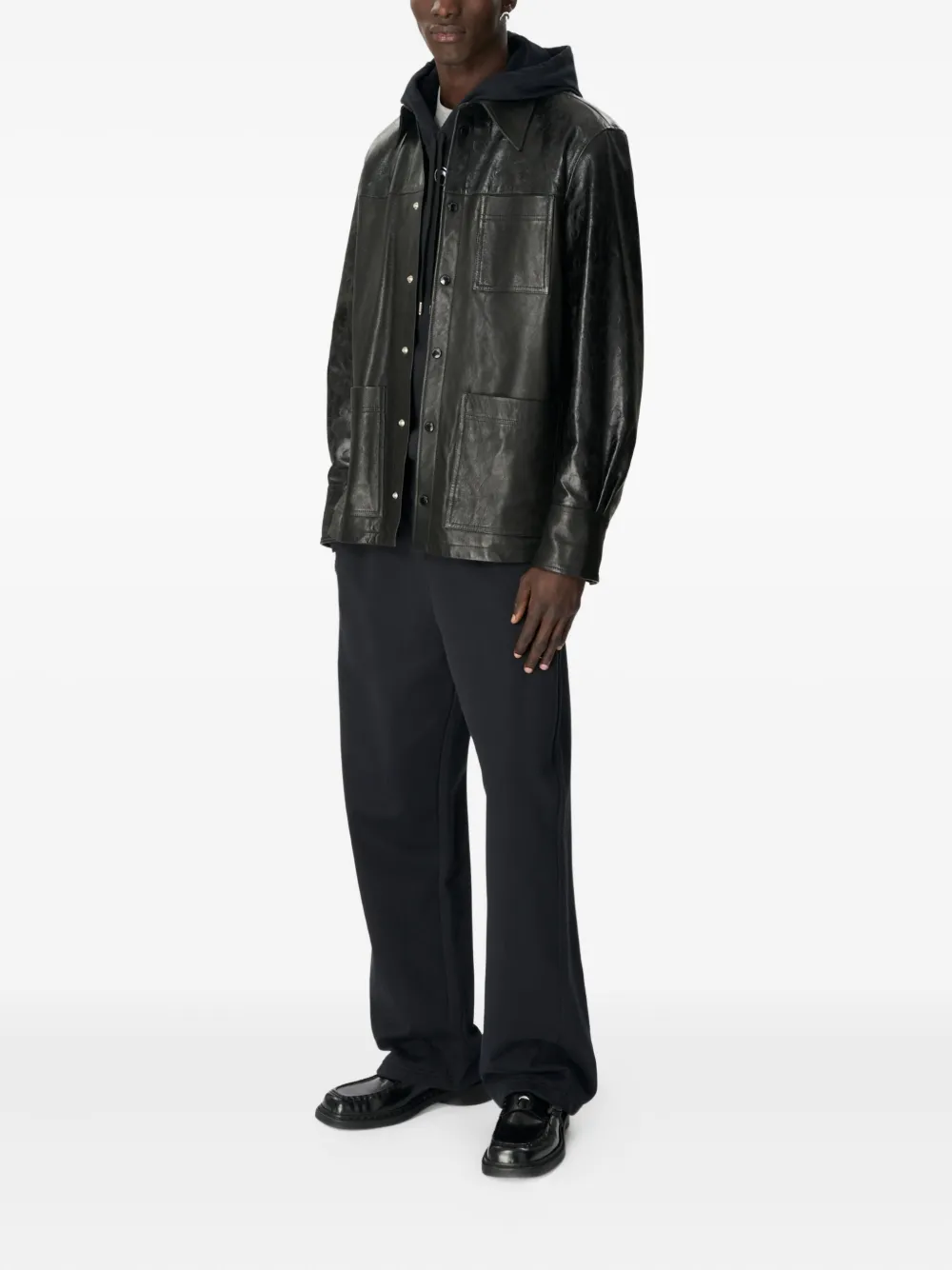 Marine Serre Glossy Moon Leather Shirt In Black