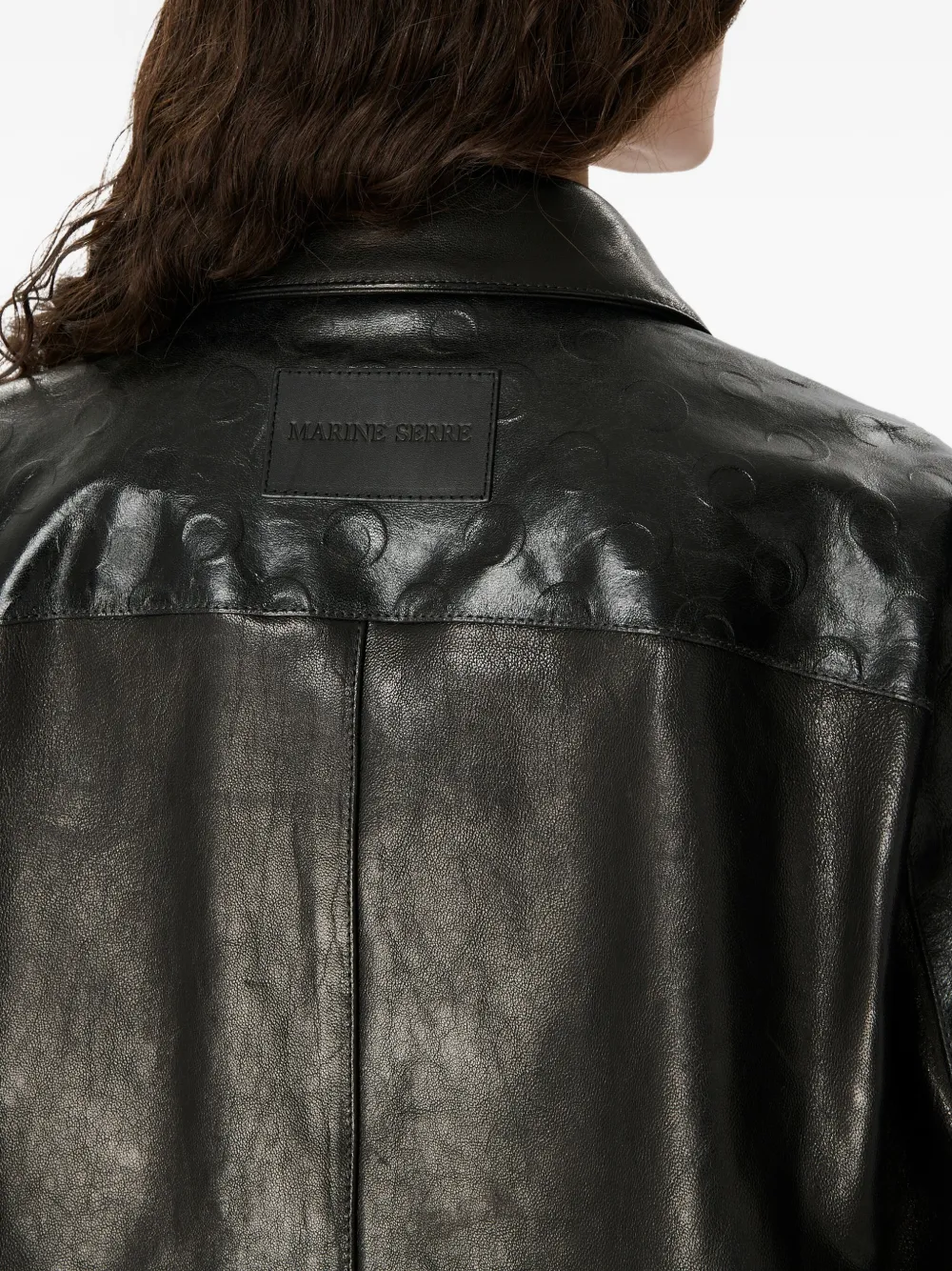 Marine Serre Glossy Moon Leather Shirt In Black