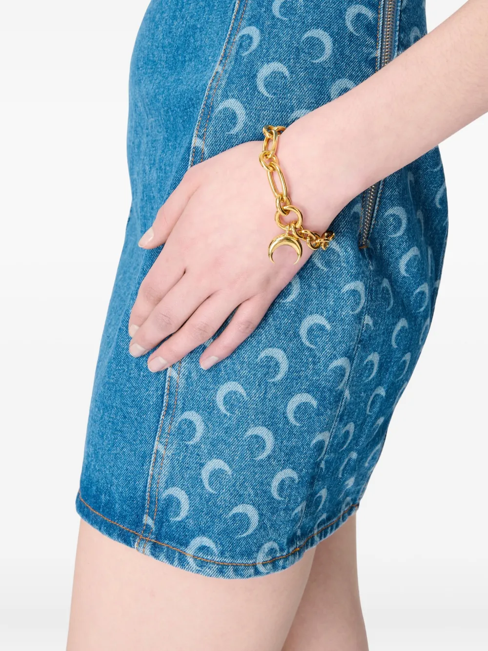 Marine Serre Moon Laser Sleeveless Mini Dress In Blue