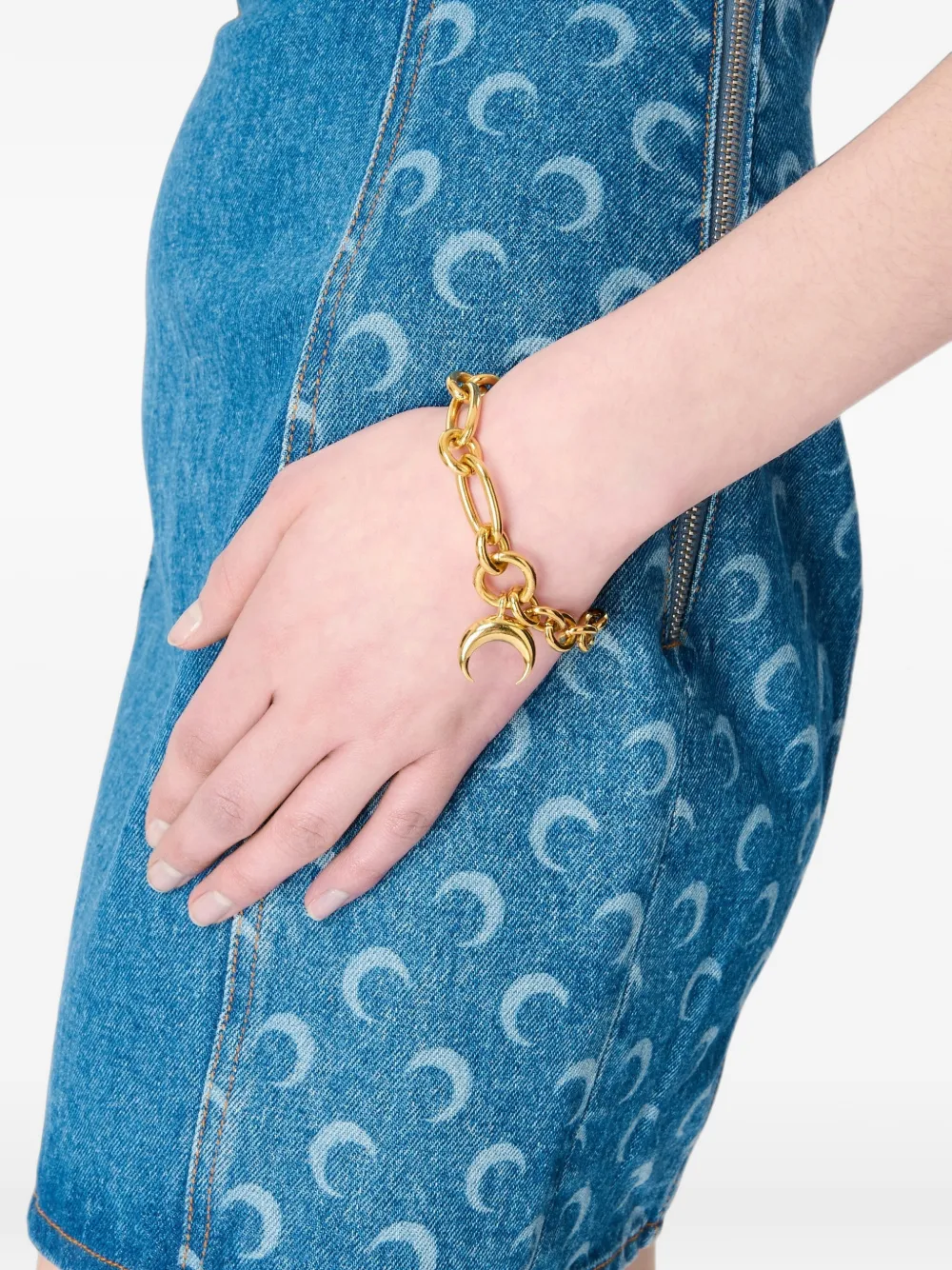 Marine Serre Moon Laser mouwloze mini-jurk Blauw