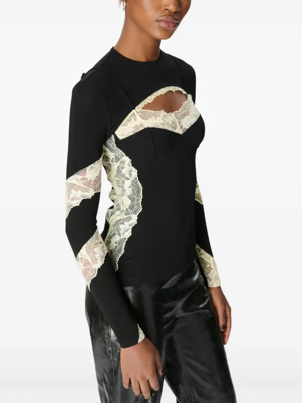 Marine Serre lace-insert Top | Black | FARFETCH