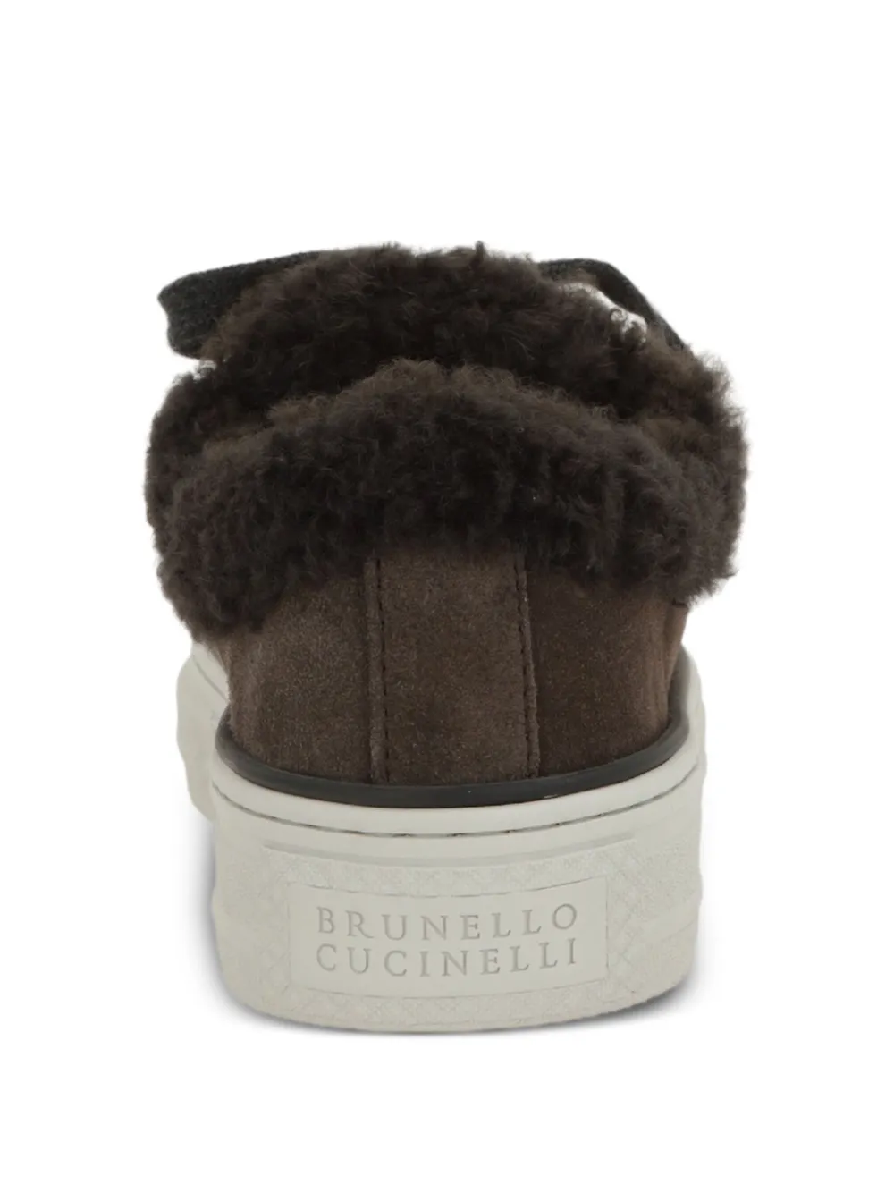 Brunello Cucinelli Sneakers met lammy afwerking Bruin