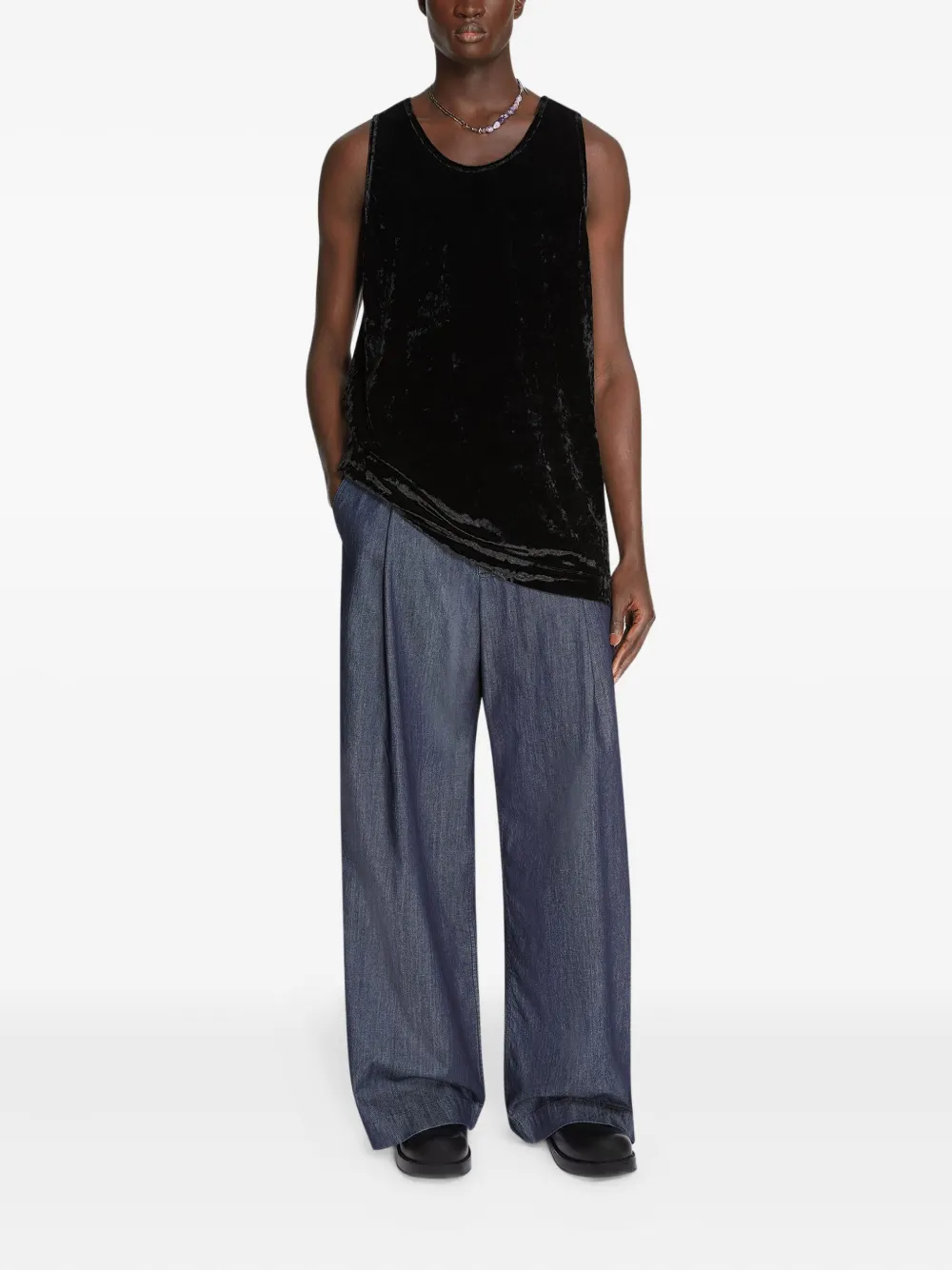 DRIES VAN NOTEN Fluwelen tanktop Zwart