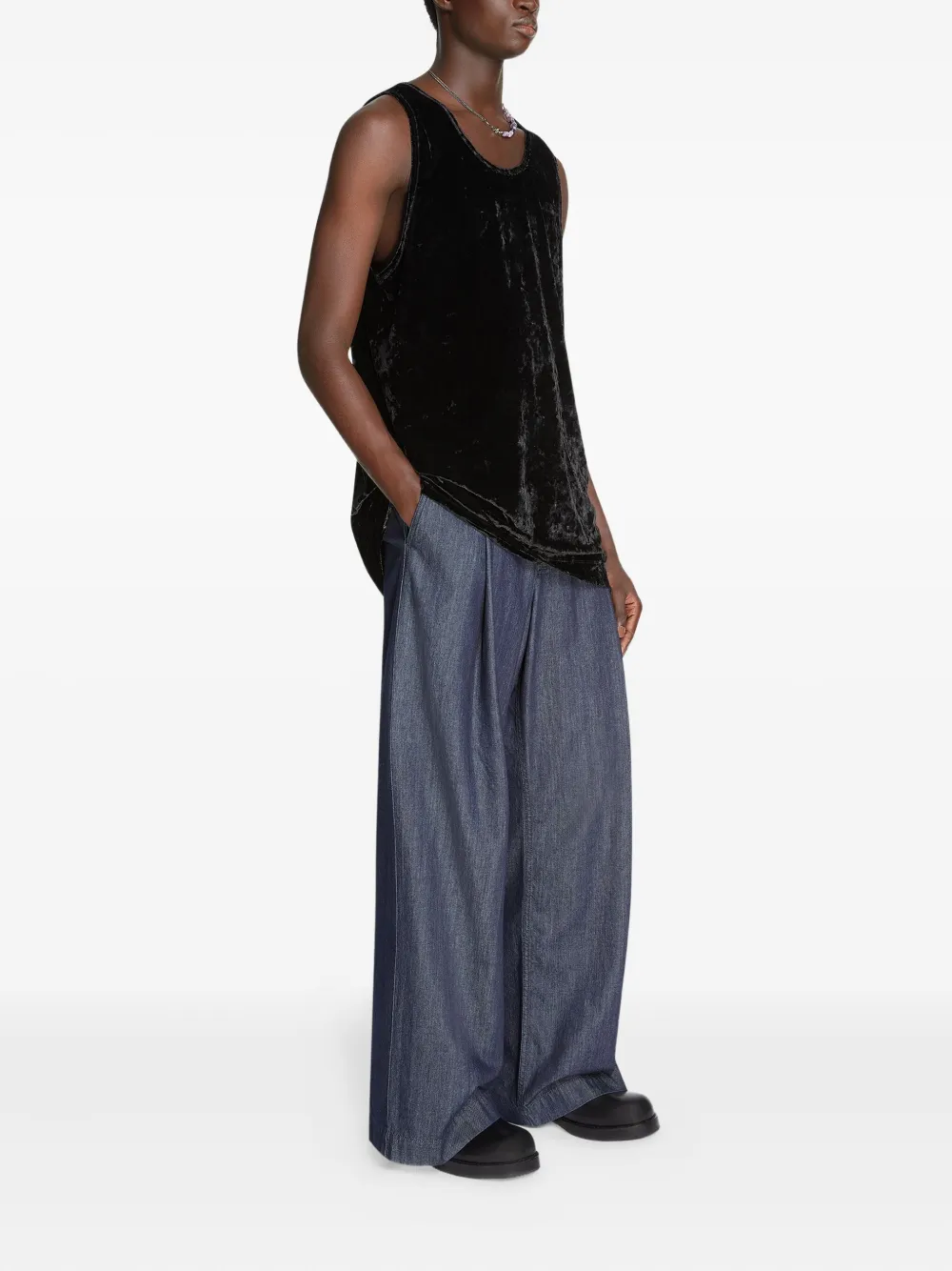 DRIES VAN NOTEN Fluwelen tanktop Zwart