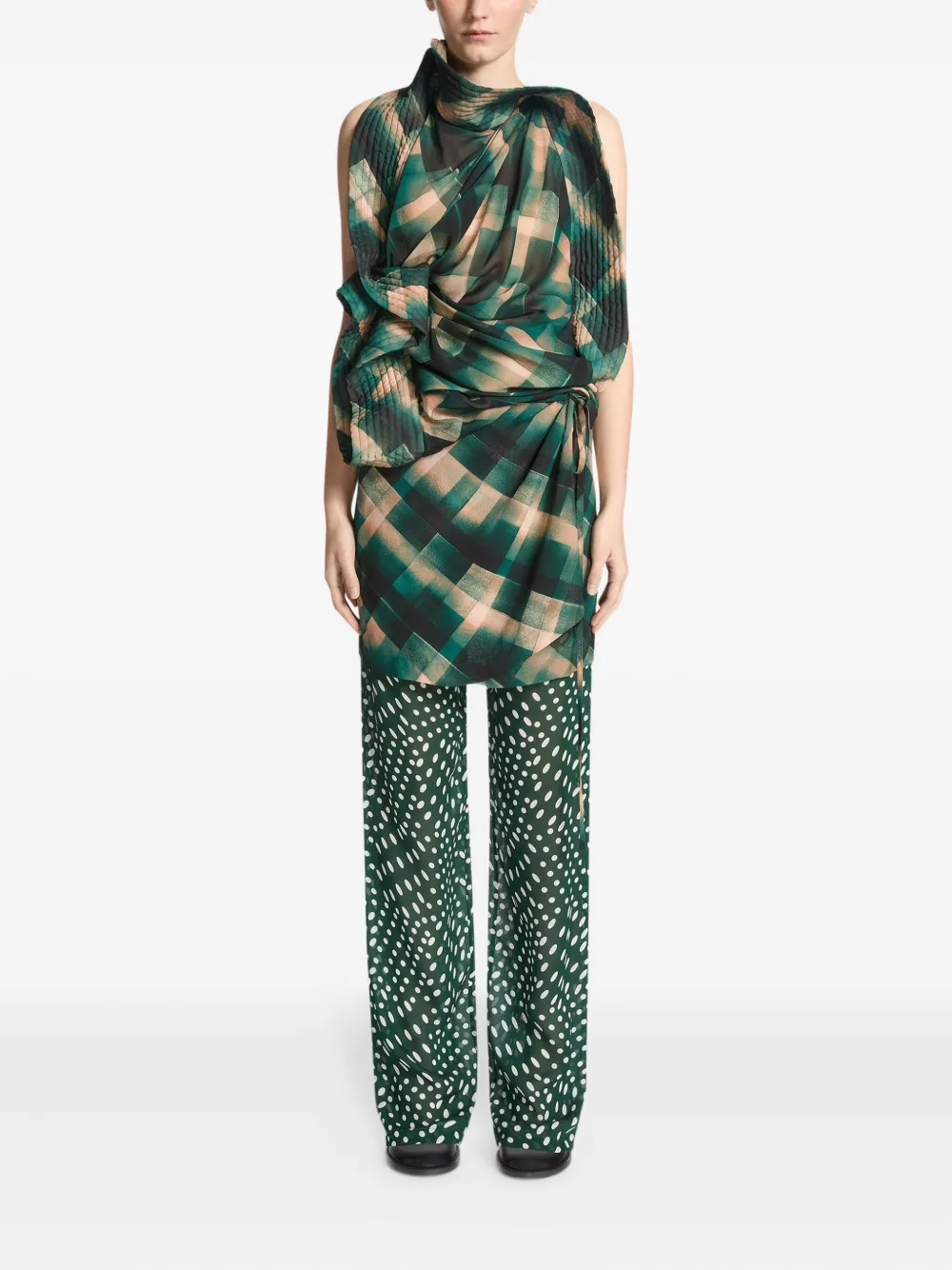 DRIES VAN NOTEN Broek met wikkelrok en print - Groen