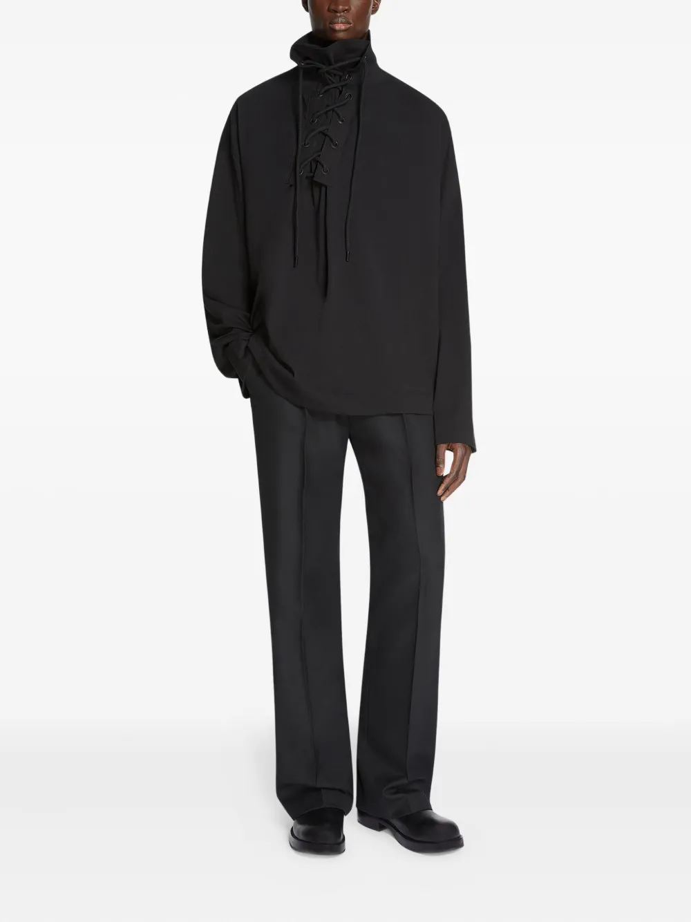 DRIES VAN NOTEN T-shirt met veters en lange mouwen - Zwart