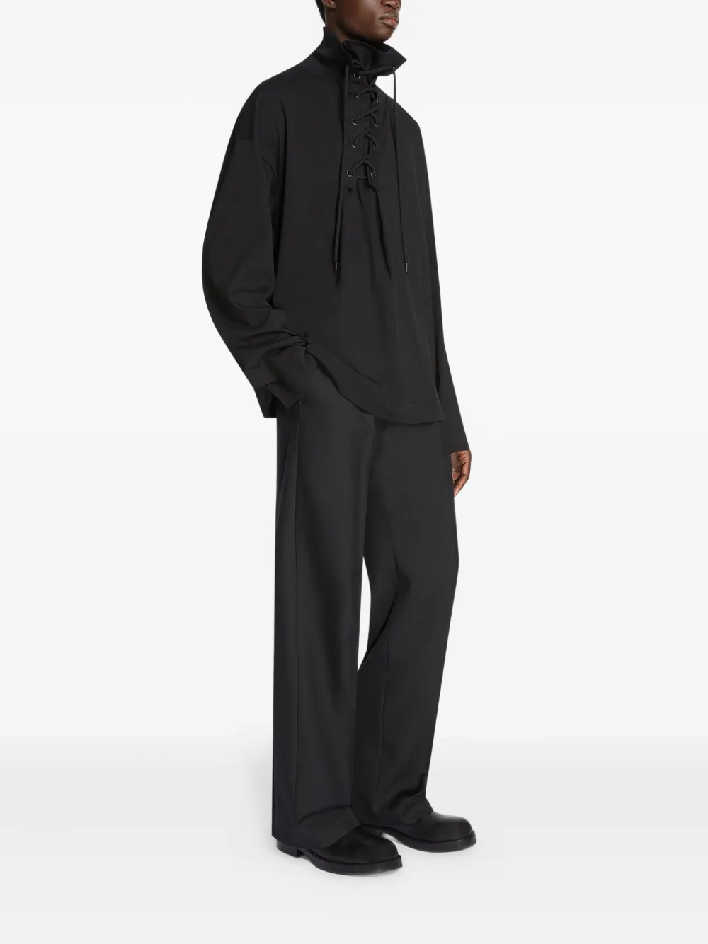 DRIES VAN NOTEN T-shirt met veters en lange mouwen Zwart