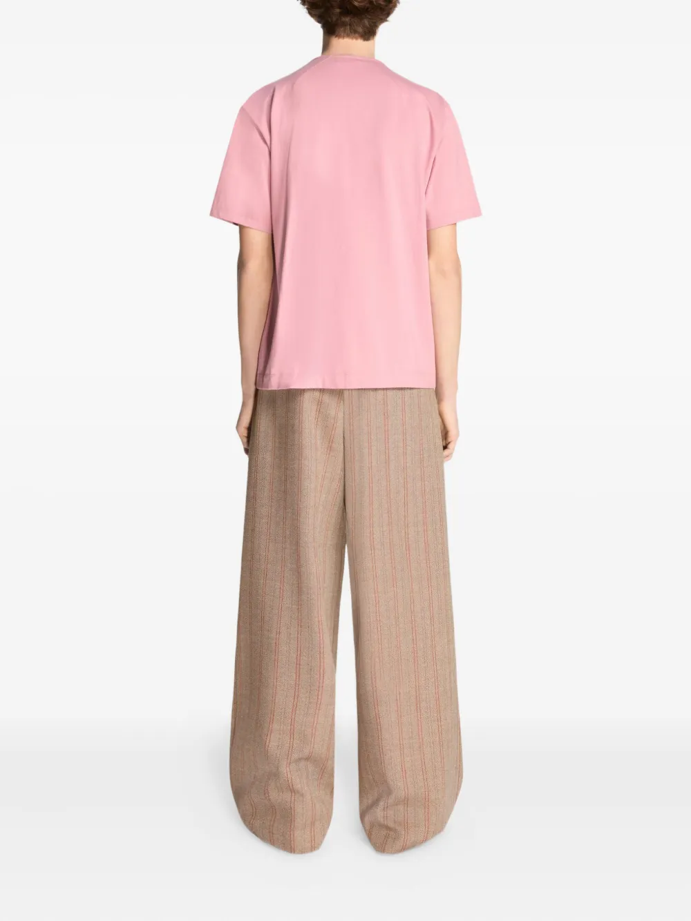 DRIES VAN NOTEN Katoenen T-shirt met strikhals Roze