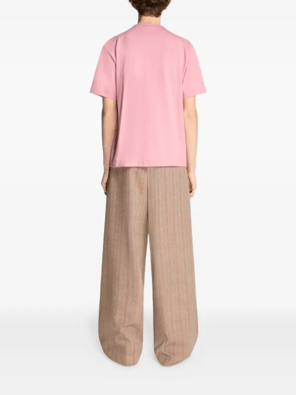 Tシャツ・カットソー DRIES VAN NOTEN PINK COTTON T-SHIRT WITH BOW DRIES VAN NOTEN Bow Neck Cotton T-shirt | Pink | FARFETCH CA