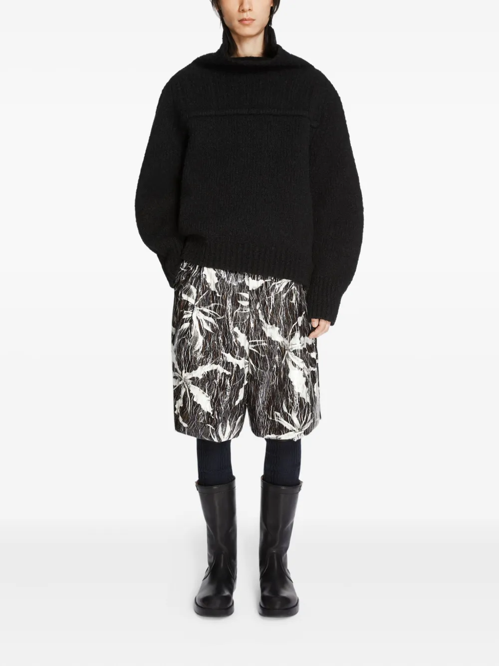 DRIES VAN NOTEN Wollen trui met hoge hals - Zwart