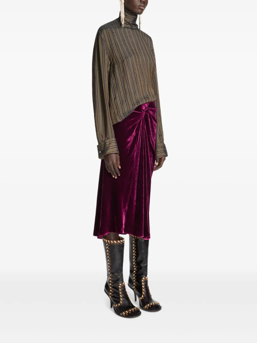 Dries Van Noten Striped Blouse In Brown