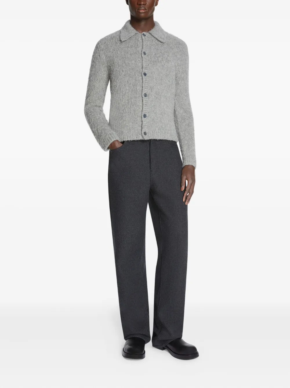 Dries Van Noten Wool-blend Cardigan In Gray