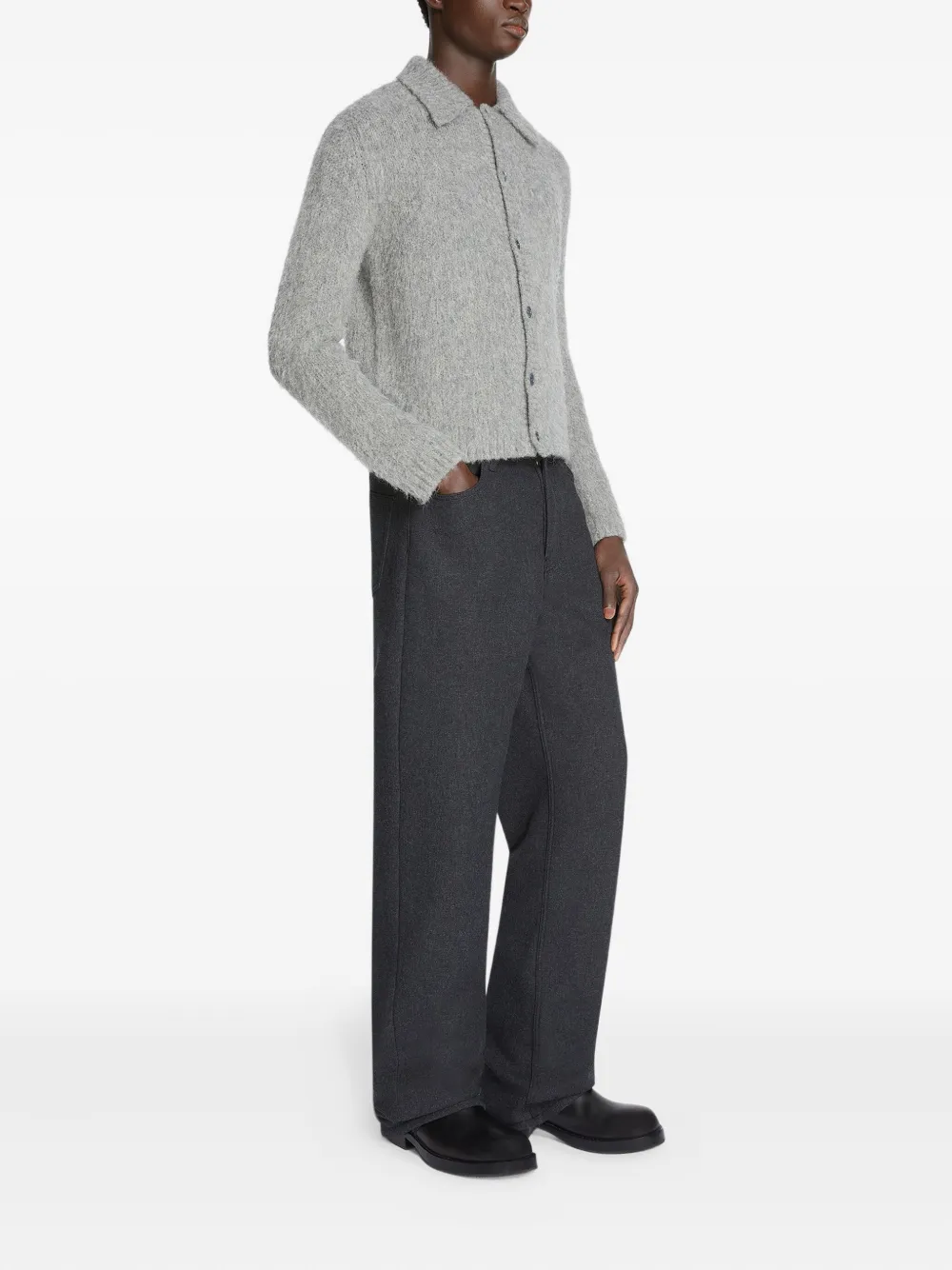 Dries Van Noten Wool-blend Cardigan In Gray