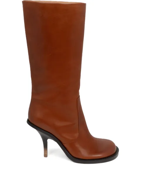 DRIES VAN NOTEN botas de piel con puntera redonda y tacón de 90mm