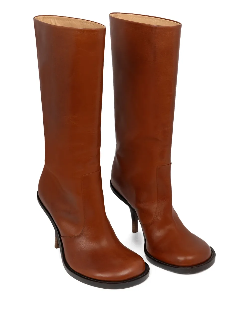 Dries Van Noten 90mm Round-toe Leather Boots In Brown