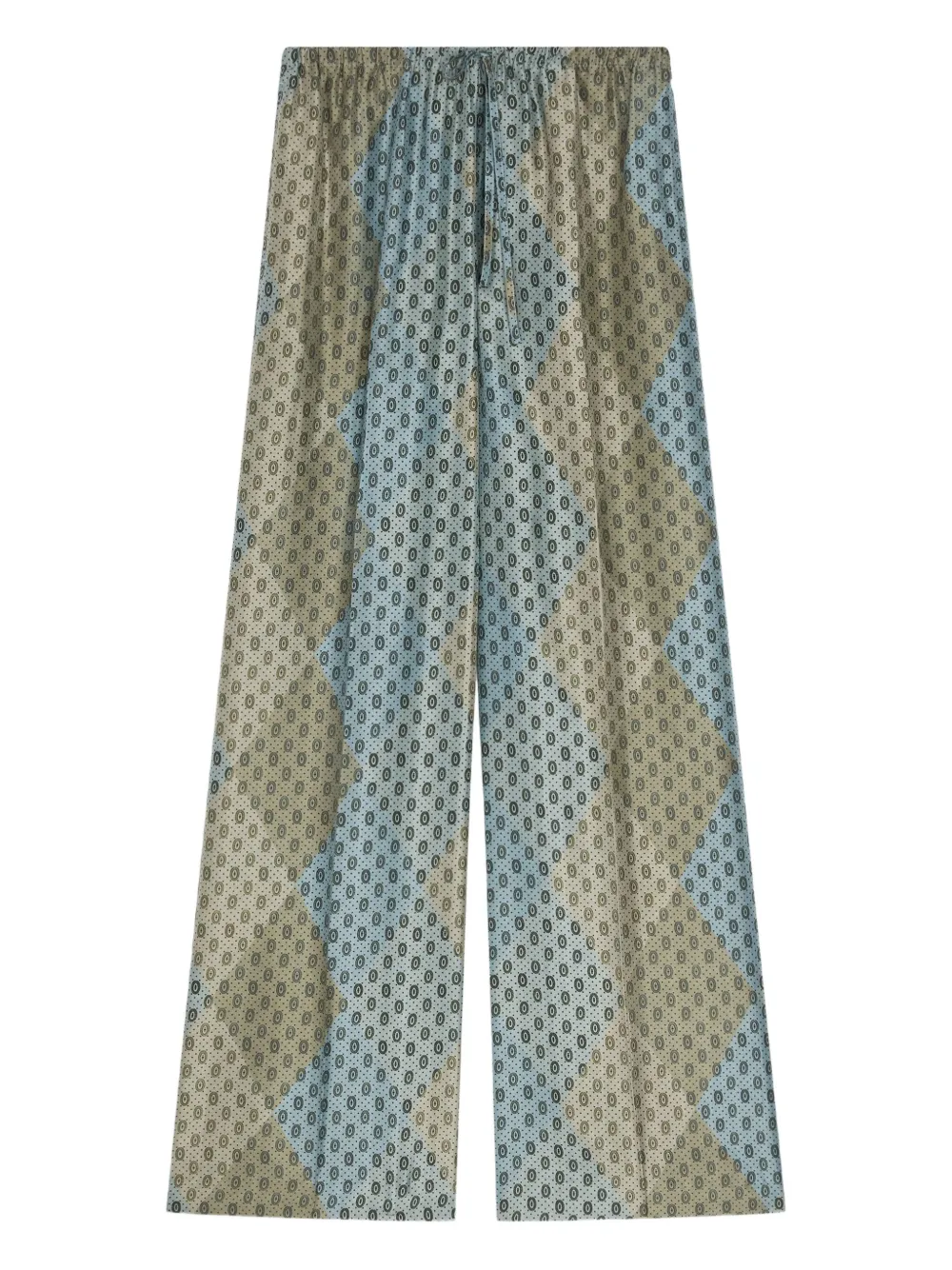 Dries Van Noten Womens Stone Puvis Graphic-print Silk Trousers In Blue