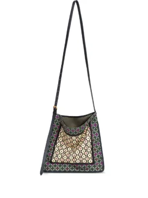 DRIES VAN NOTEN Small geometric-pattern Scarf Bag | Green