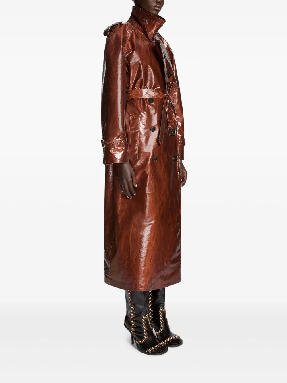 Dries Van Noten Water-repellent Trench Coat In Brown