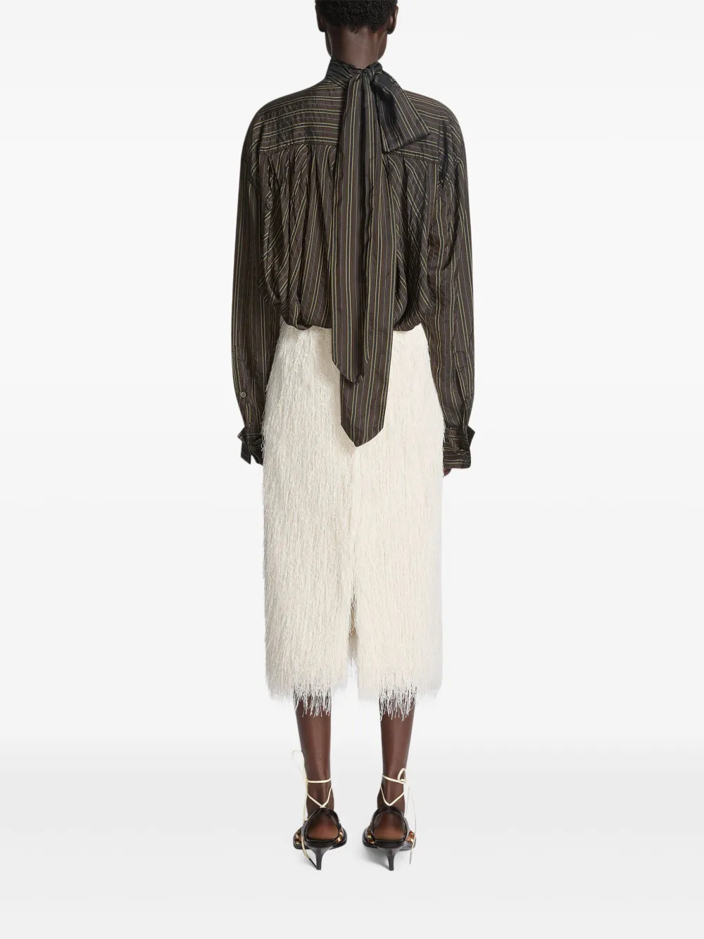 DRIES VAN NOTEN Rok met franjes Wit