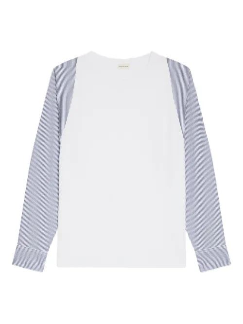 T-shirt en coton à manches contrastantes - DRIES VAN NOTEN - Modalova