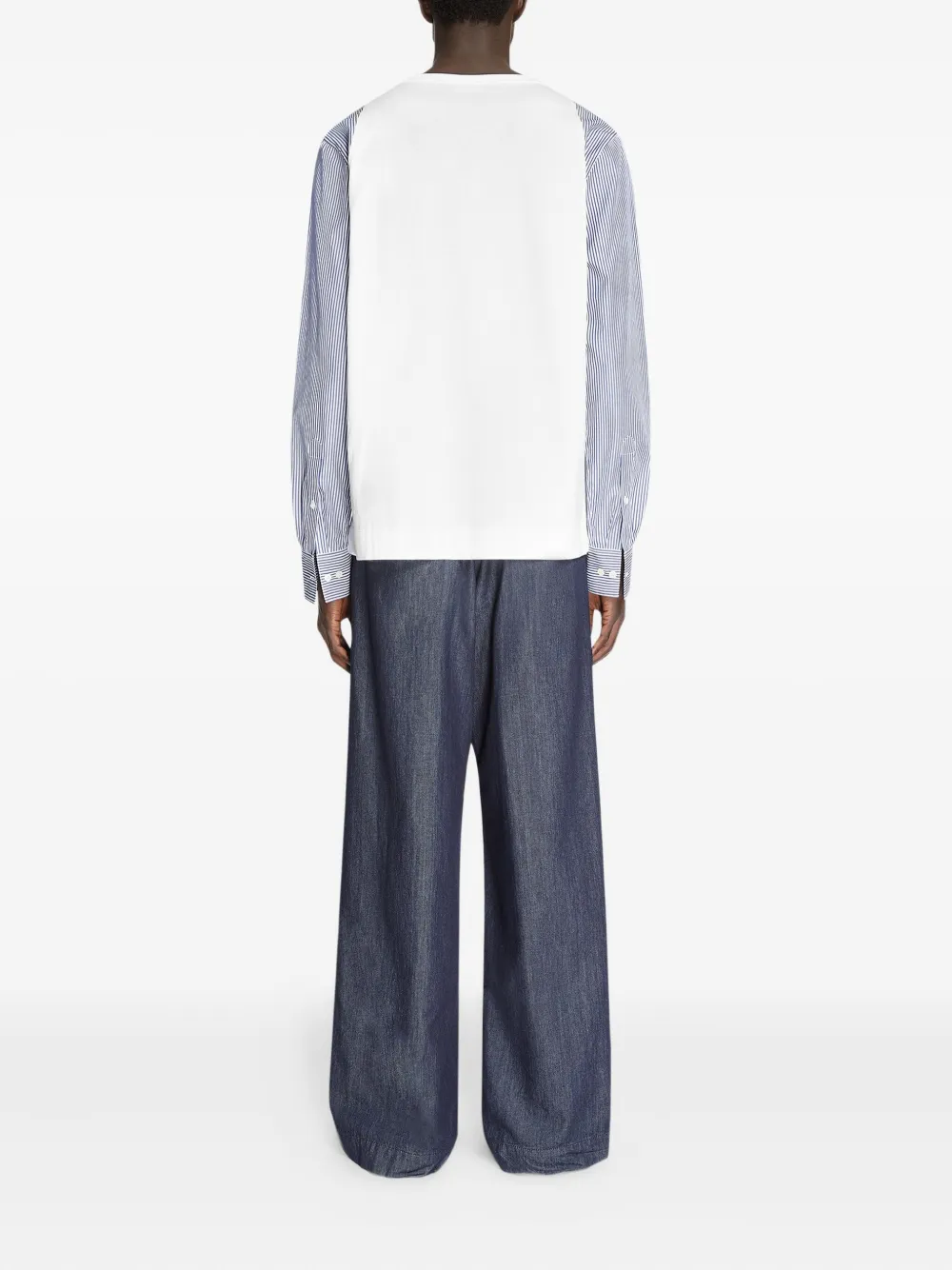 DRIES VAN NOTEN Katoenen T-shirt met contrasterende mouwen Wit