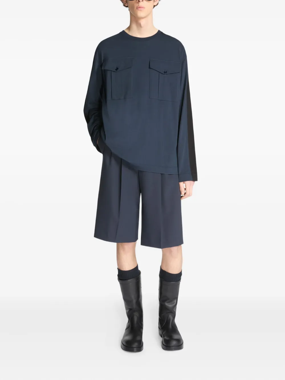 DRIES VAN NOTEN T-shirt met lange mouwen en zak - Blauw