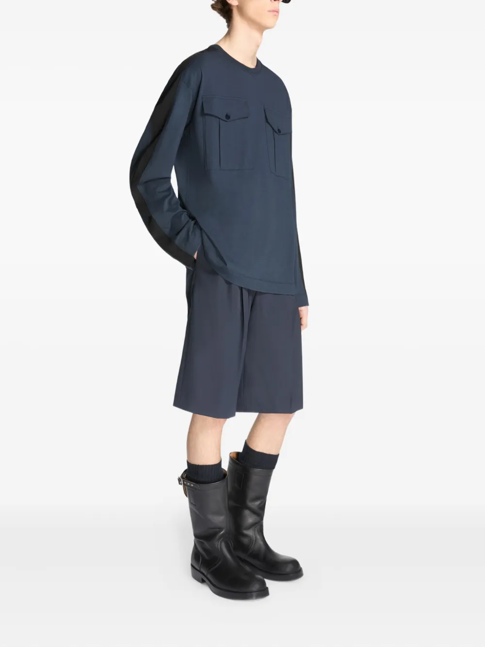 DRIES VAN NOTEN T-shirt met lange mouwen en zak Blauw