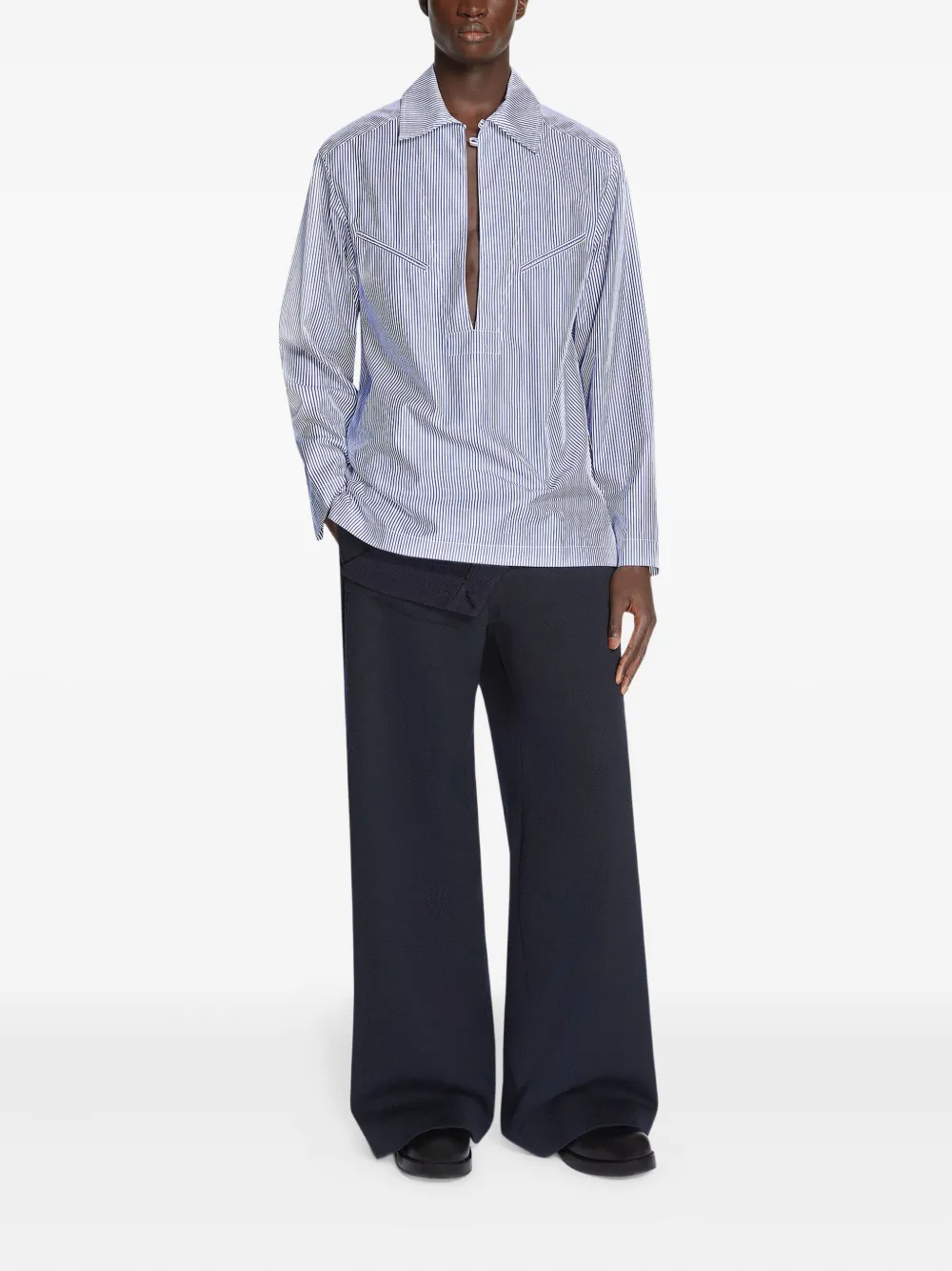 DRIES VAN NOTEN Gestreept katoenen overhemd - Blauw