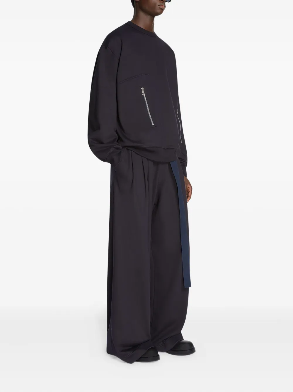 DRIES VAN NOTEN Sweater met ritszak en band Zwart