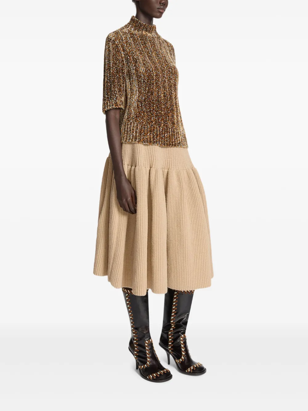 DRIES VAN NOTEN Trui met hoge hals en korte mouwen Geel