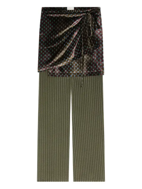 DRIES VAN NOTEN printed wrap-skirt trousers