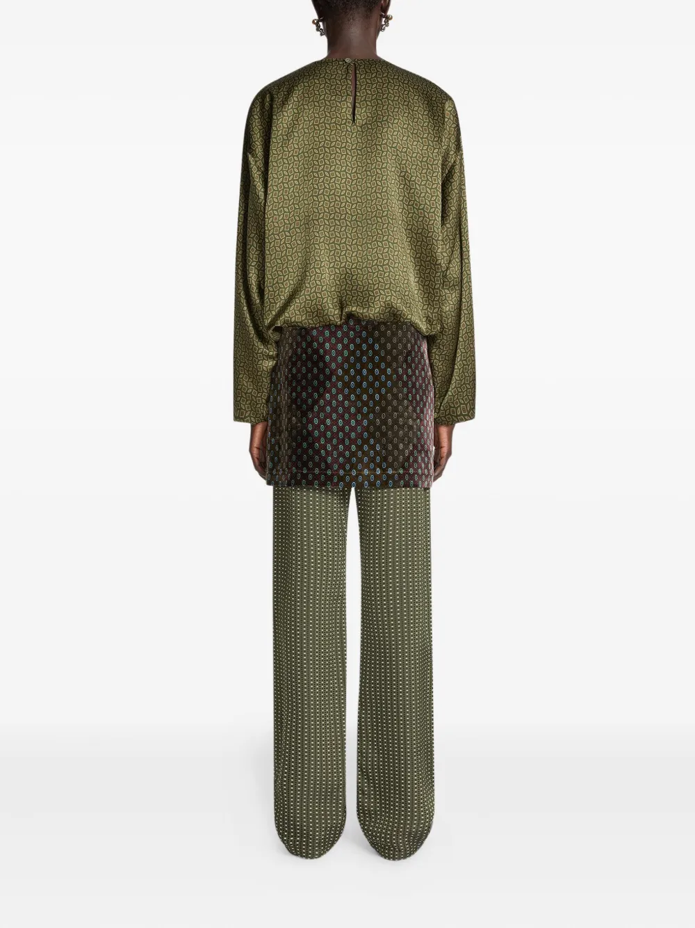 Dries Van Noten Geometric-pattern Blouse In Green