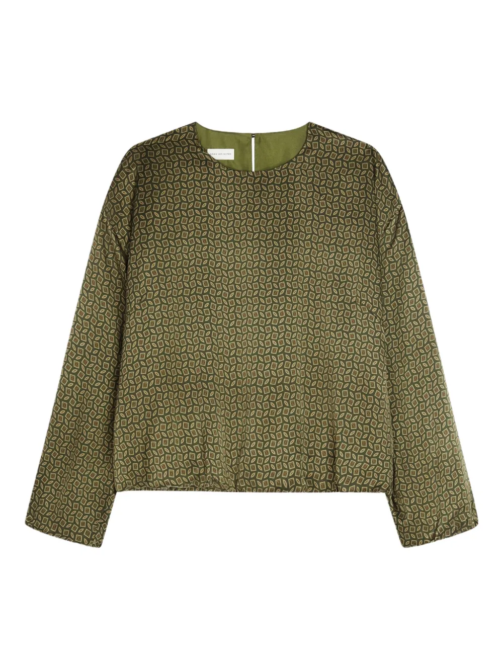 Dries Van Noten Geometric-pattern Blouse In Green