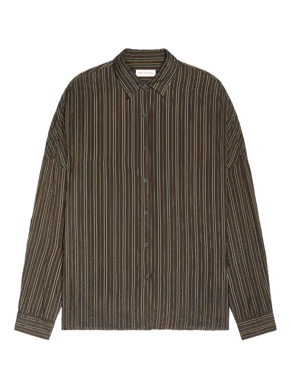 トップス Archive dris van noten stripe shirts Dries Van Noten Men's Striped Double-Sleeve Sport Shirt