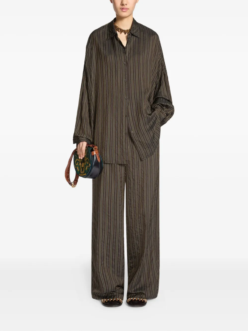 DRIES VAN NOTEN Gestreepte cocoon blouse - Bruin
