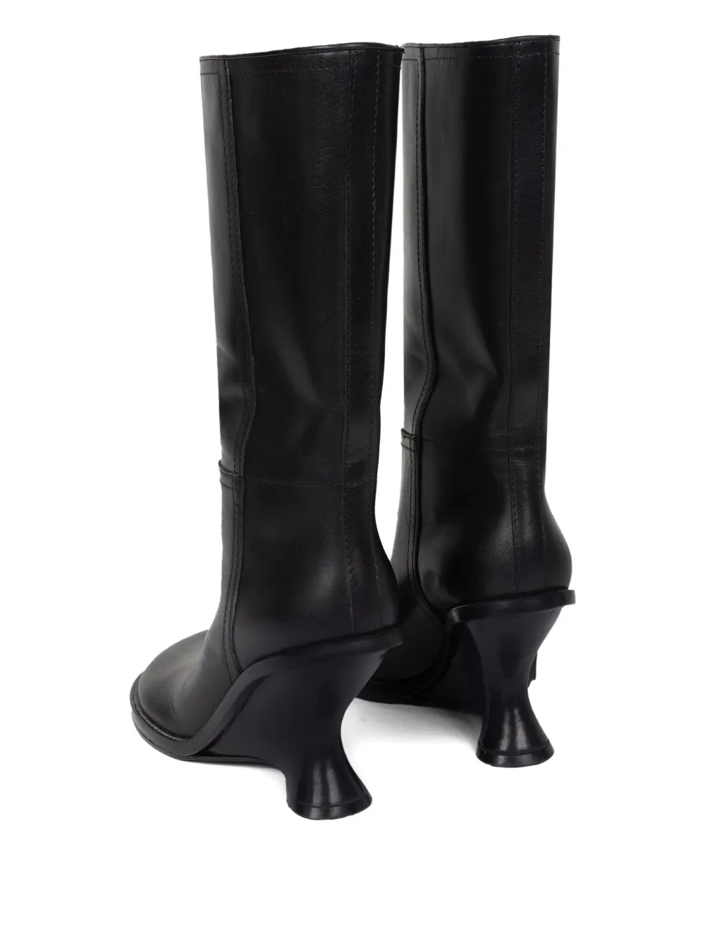 DRIES VAN NOTEN 90mm leather wedge boots Black