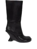 DRIES VAN NOTEN 90mm leather wedge boots - Black