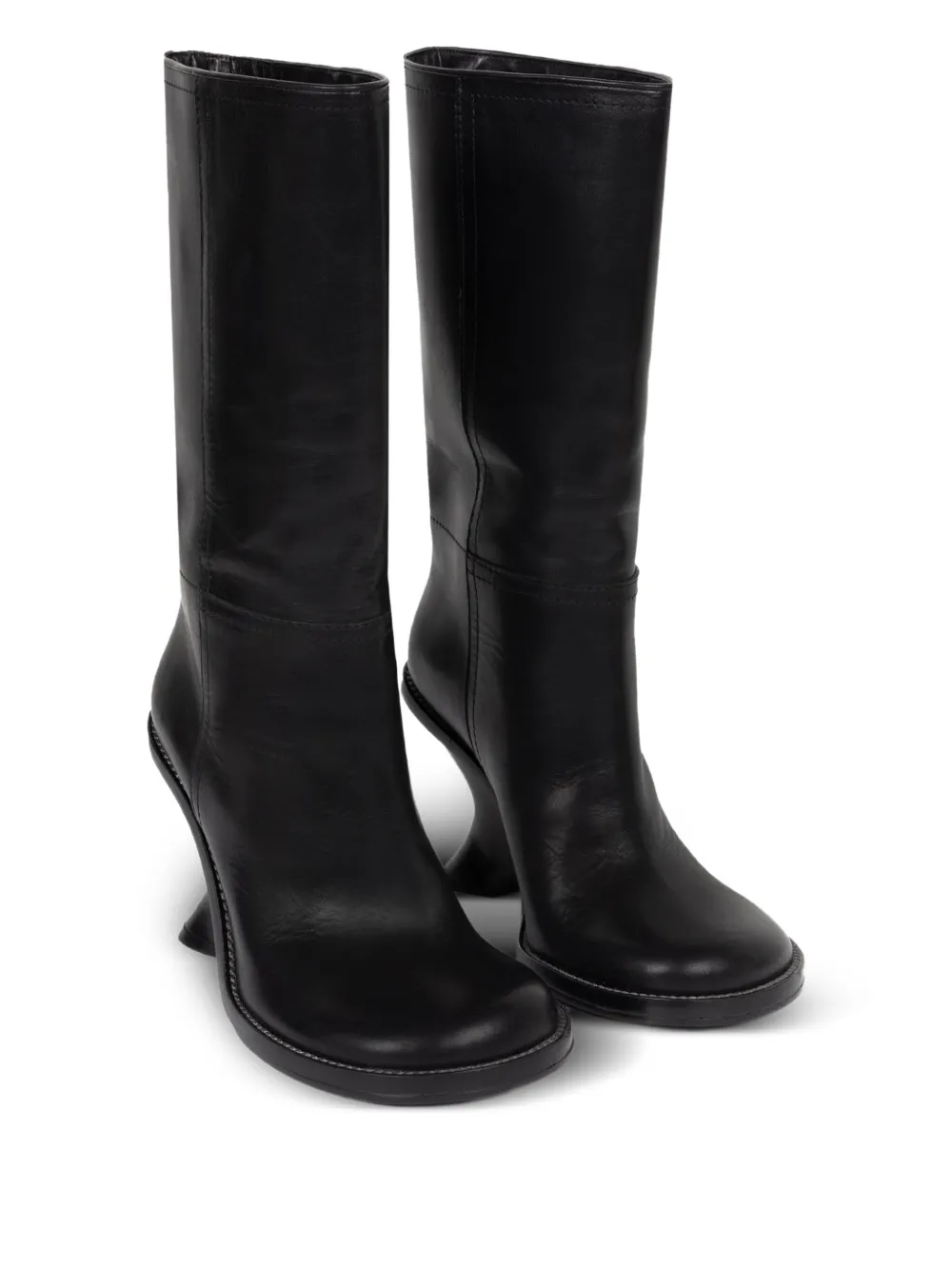 DRIES VAN NOTEN 90mm leather wedge boots Black