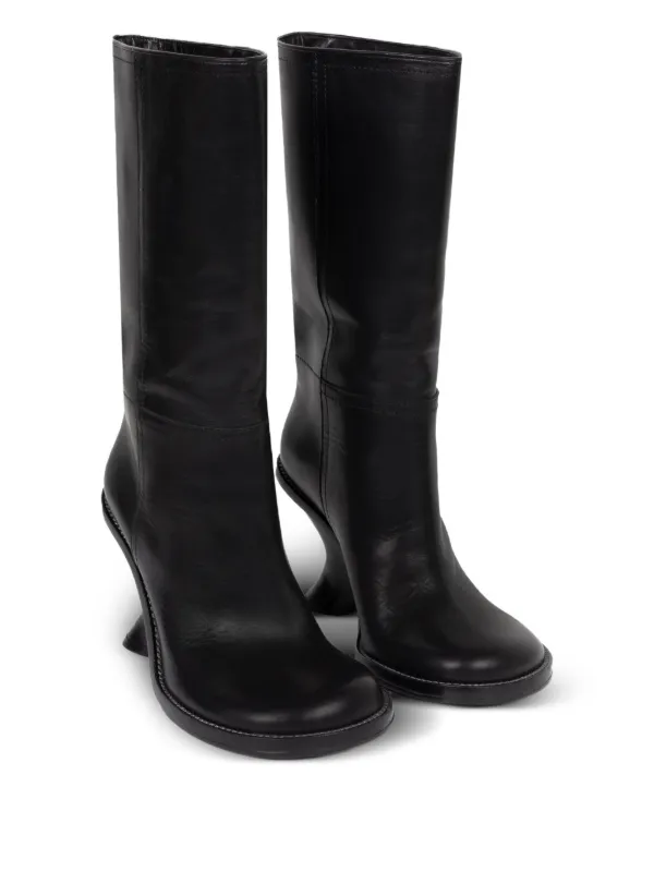DRIES VAN NOTEN 90mm Leather Wedge Boots | Black | FARFETCH