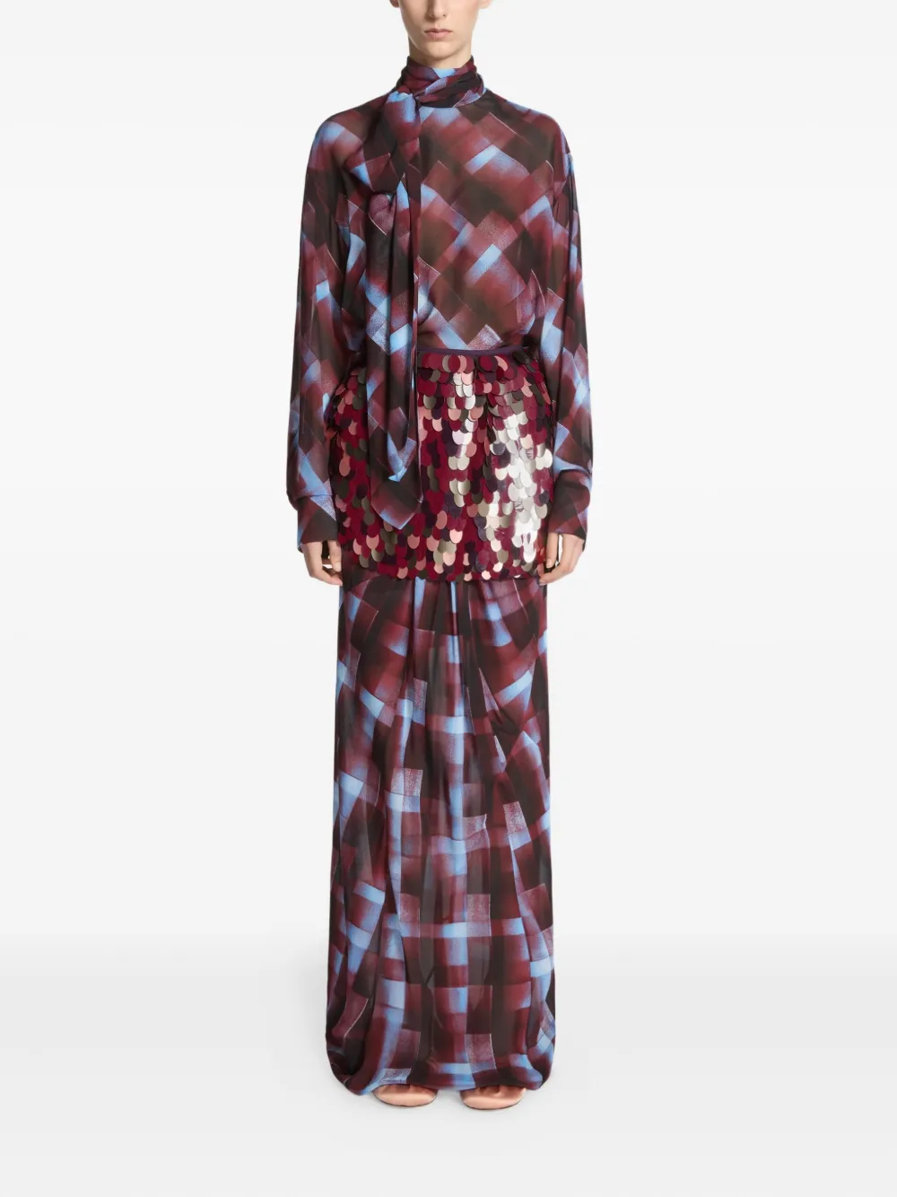 DRIES VAN NOTEN Wikkelrok verfraaid met pailletten - Rood