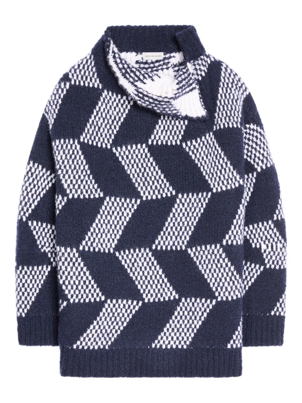 DRIES VAN NOTEN Trui met geometrisch patroon Blauw