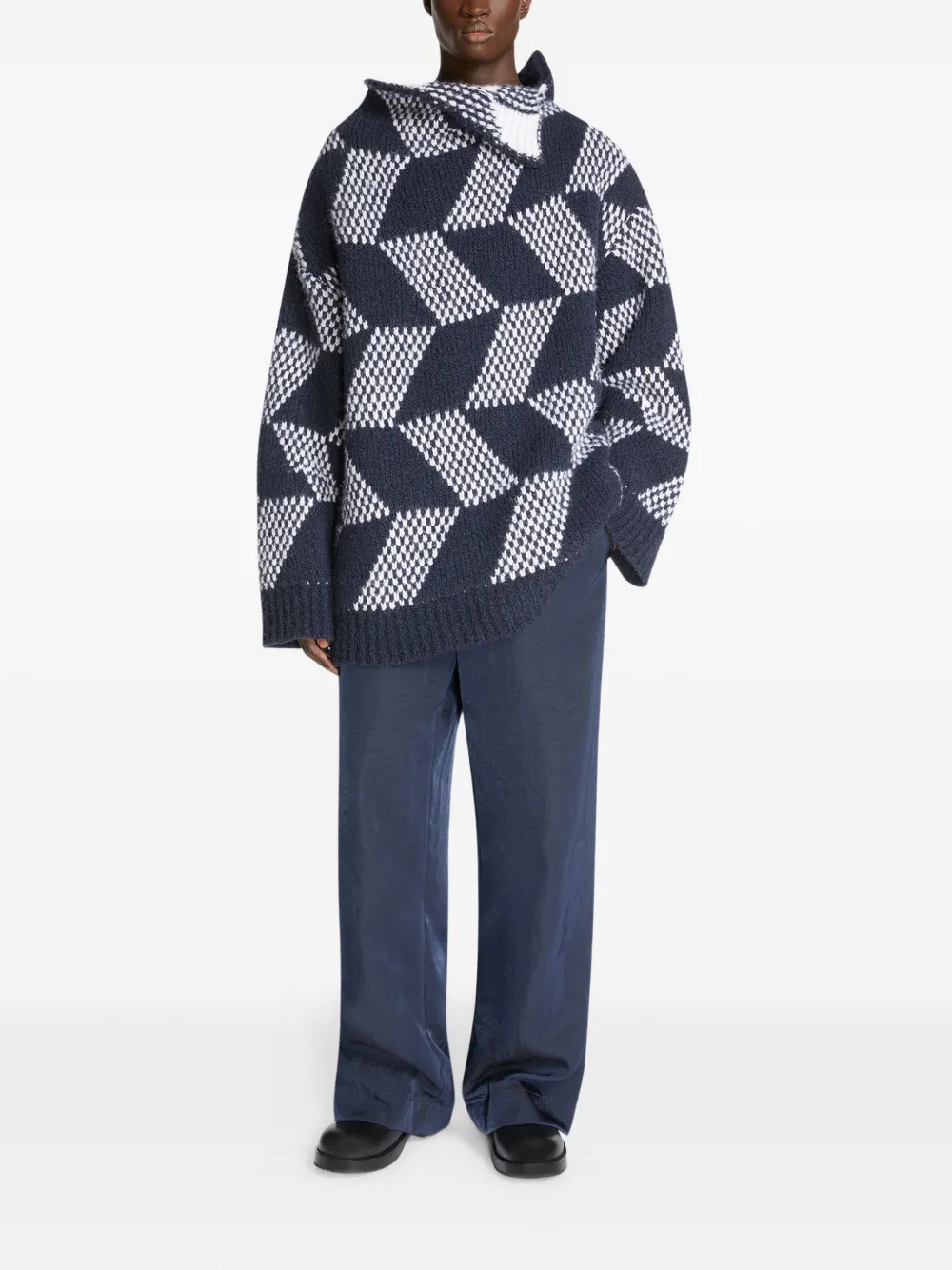 DRIES VAN NOTEN Trui met geometrisch patroon - Blauw