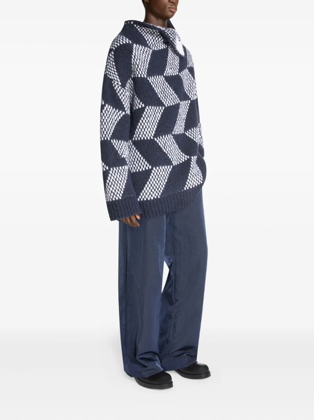 DRIES VAN NOTEN Trui met geometrisch patroon Blauw