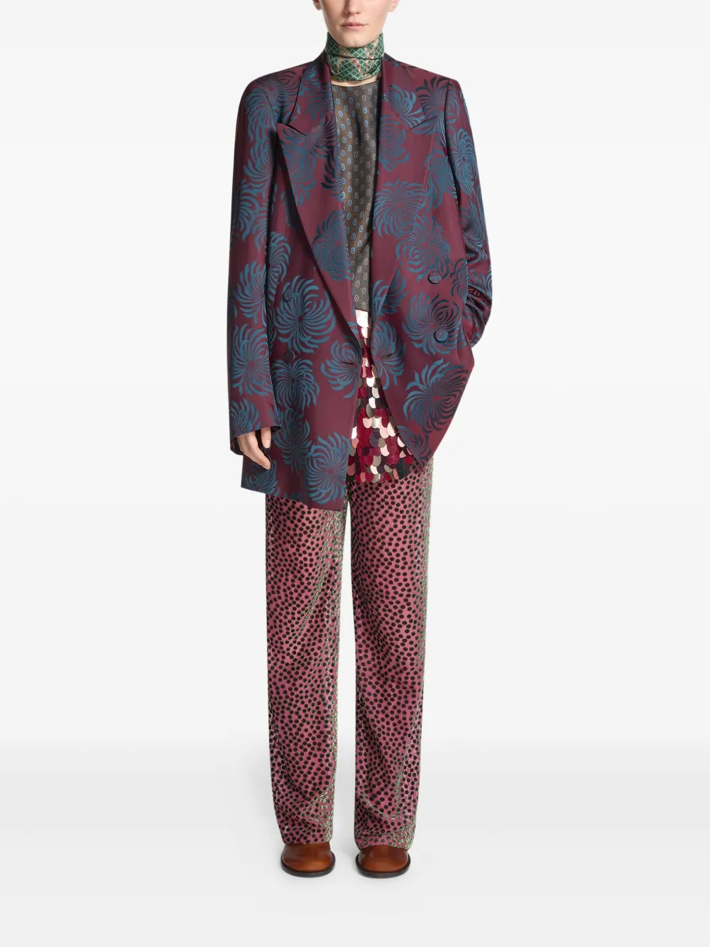 Dries Van Noten Floral Double-breasted Blazer In Multi