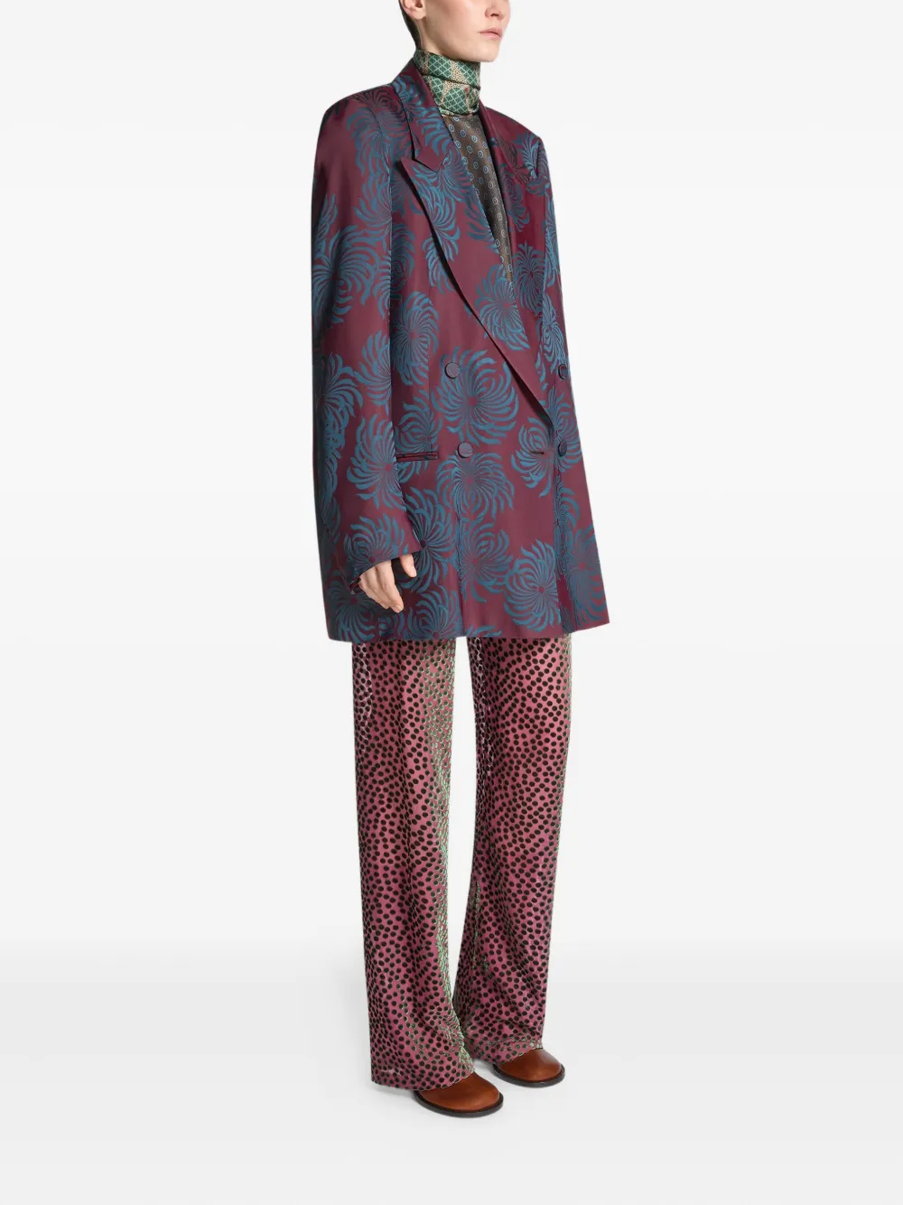 Dries Van Noten Floral Double-breasted Blazer In Multi