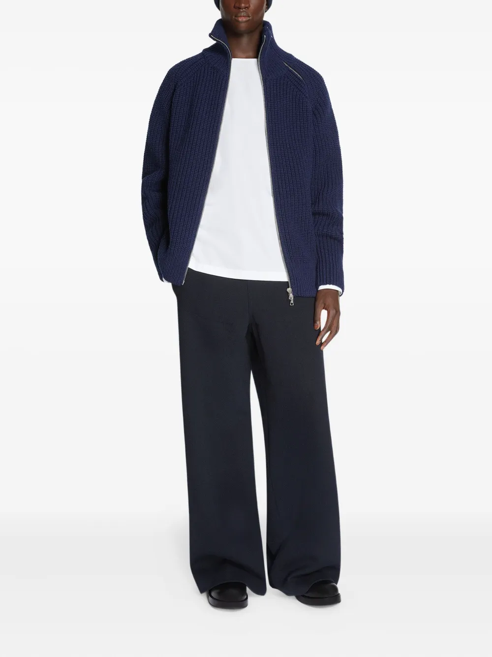 DRIES VAN NOTEN Geribbelde trui met rits - Blauw