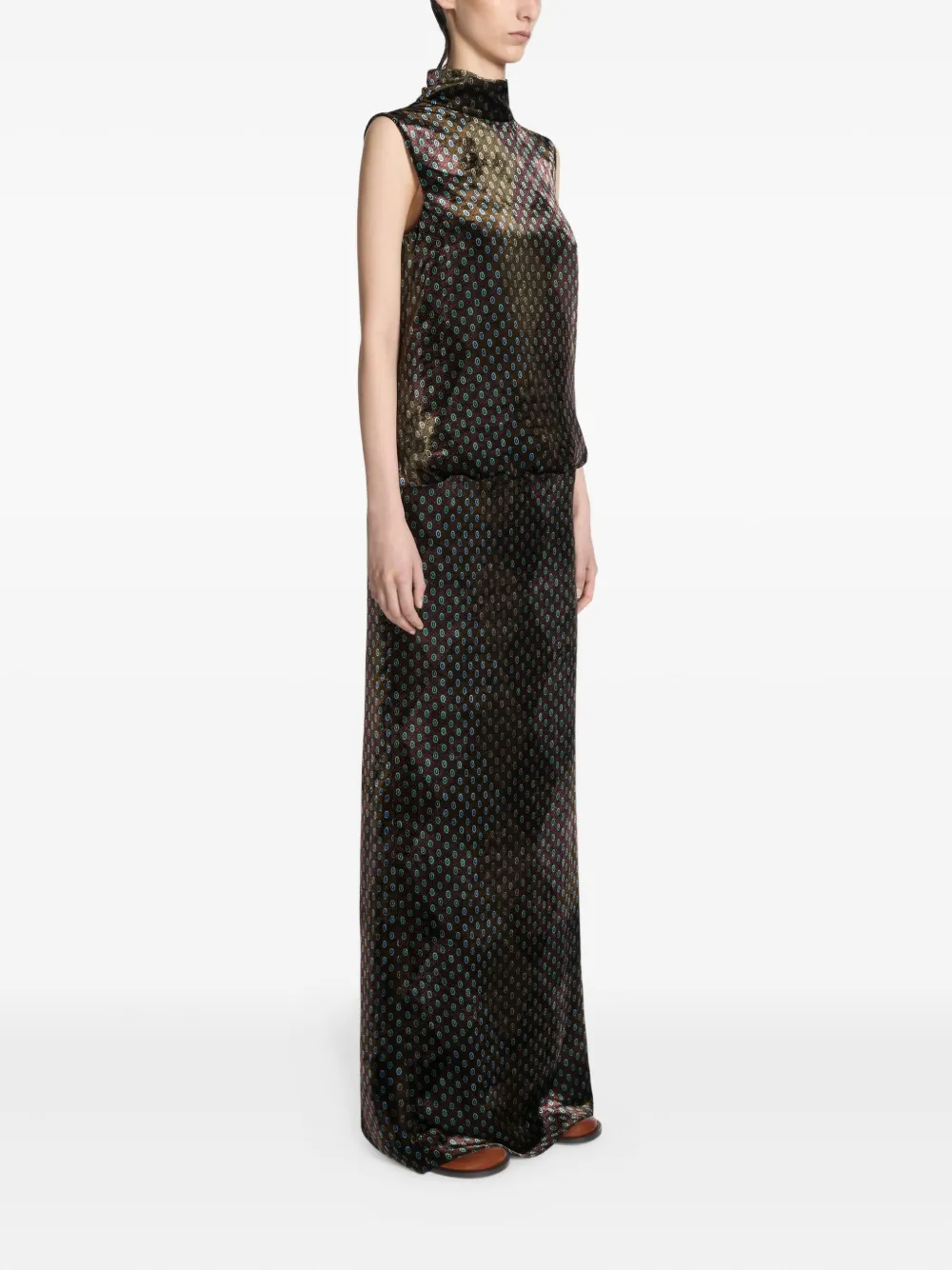 DRIES VAN NOTEN Jurk met hoge hals Groen