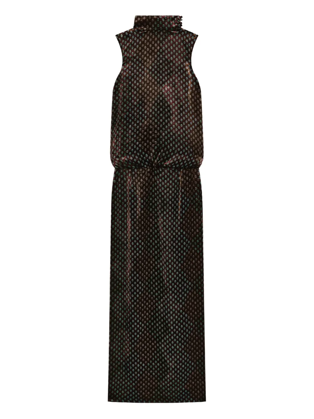 DRIES VAN NOTEN プリント ハイネックドレス - グリーン DRIES VAN NOTEN プリント ハイネックドレス - グリーン