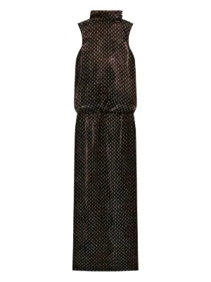 【大人気】Dries Van Noten アブストラクトプリントミディドレス Dries Van Noten Didi Grid Silk-Blend Gathered Midi-Dress