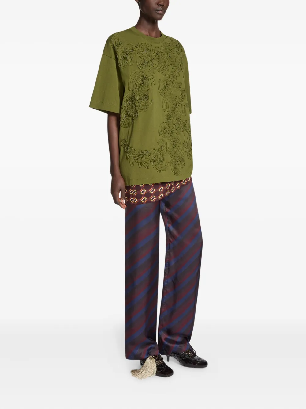 DRIES VAN NOTEN T-shirt met geborduurde bloemen Groen
